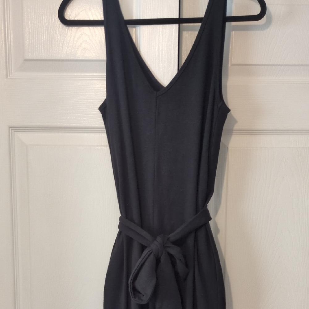 Smash + Tess Tuesday Wide Leg Romper in Midnight Black With Tie Belt